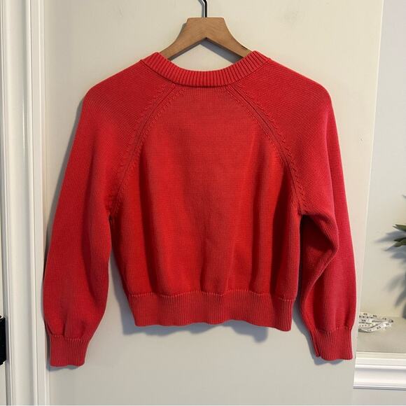 THE GREAT. Pink Tan Cotton Tiny Cardigan Sweater 1 Small - Picture 8 of 13